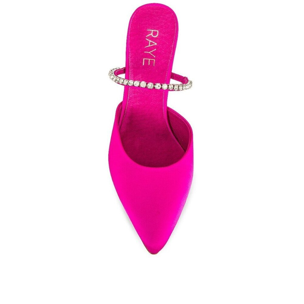 RAYE Jinxx Crystal High Heels in Pink 5.5 with Box Womens Satin Mules